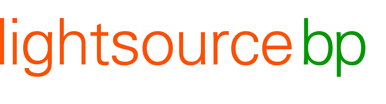 Lightsource bp logo in orange rounded text with bp in green