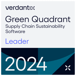 Official Verdantix Green Quadrant Supply Chain Sustainability Software Leader badge - 2024 accreditation.