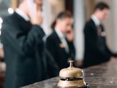 Hotel lobby will bell on desk
