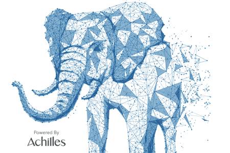 Elephants in the boardroom Title Image - blue elephant graphic on white background