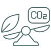 icon green. scales balancing CO2 and a lead