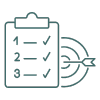 Benchmarking target and clipboard icon