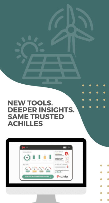 computer screen with analytics dashboard. on the bottom and on the top a green curved shape with solar panel and wind turbine faded overlayed icons