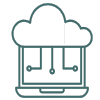 cloud above a computer screen, green icon