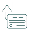 credit card green icon with upward arrow