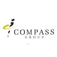 Compass Group logo - black and mustard squiggle and black text