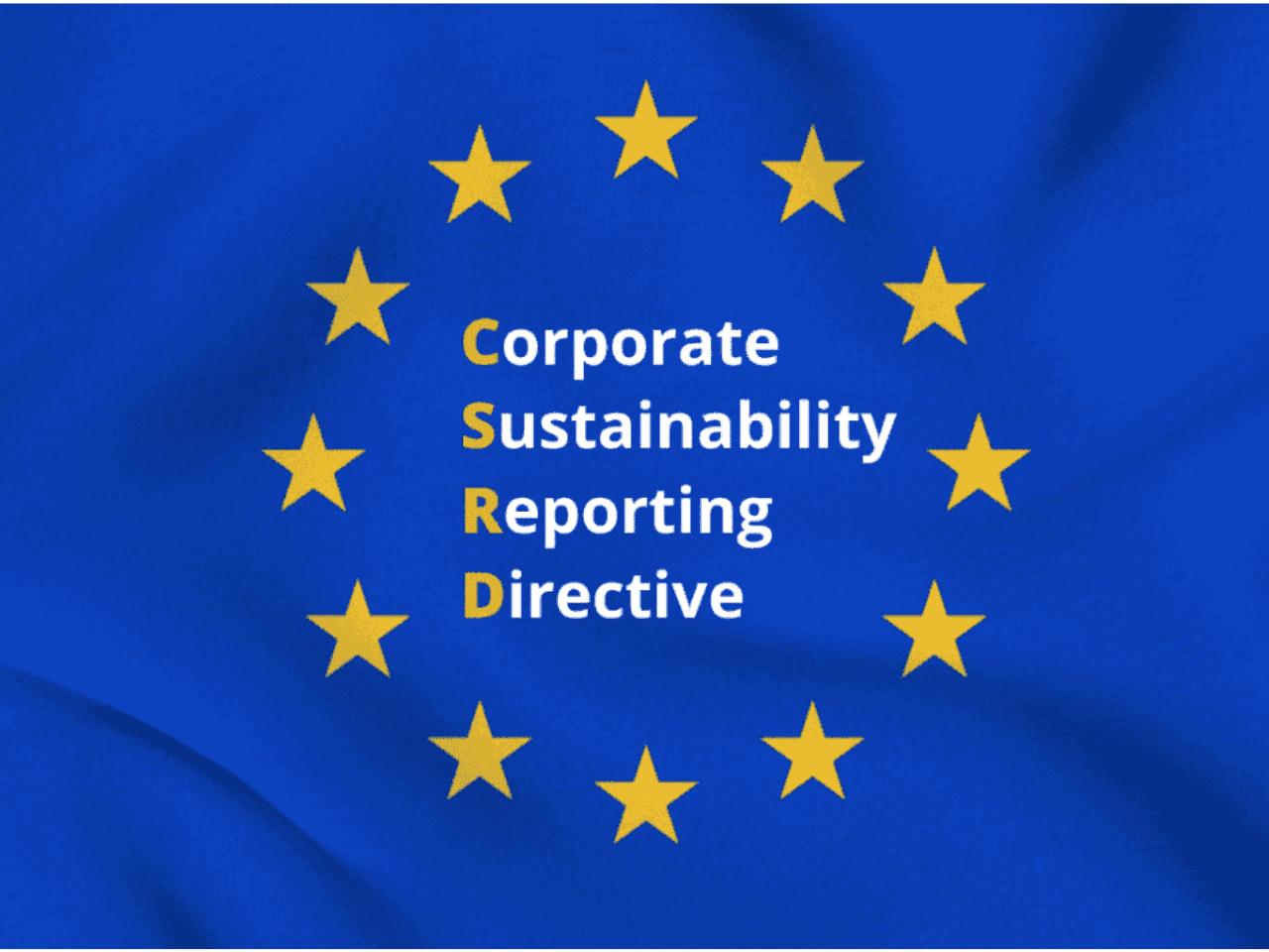 European flag with CSRD legislation written at centre