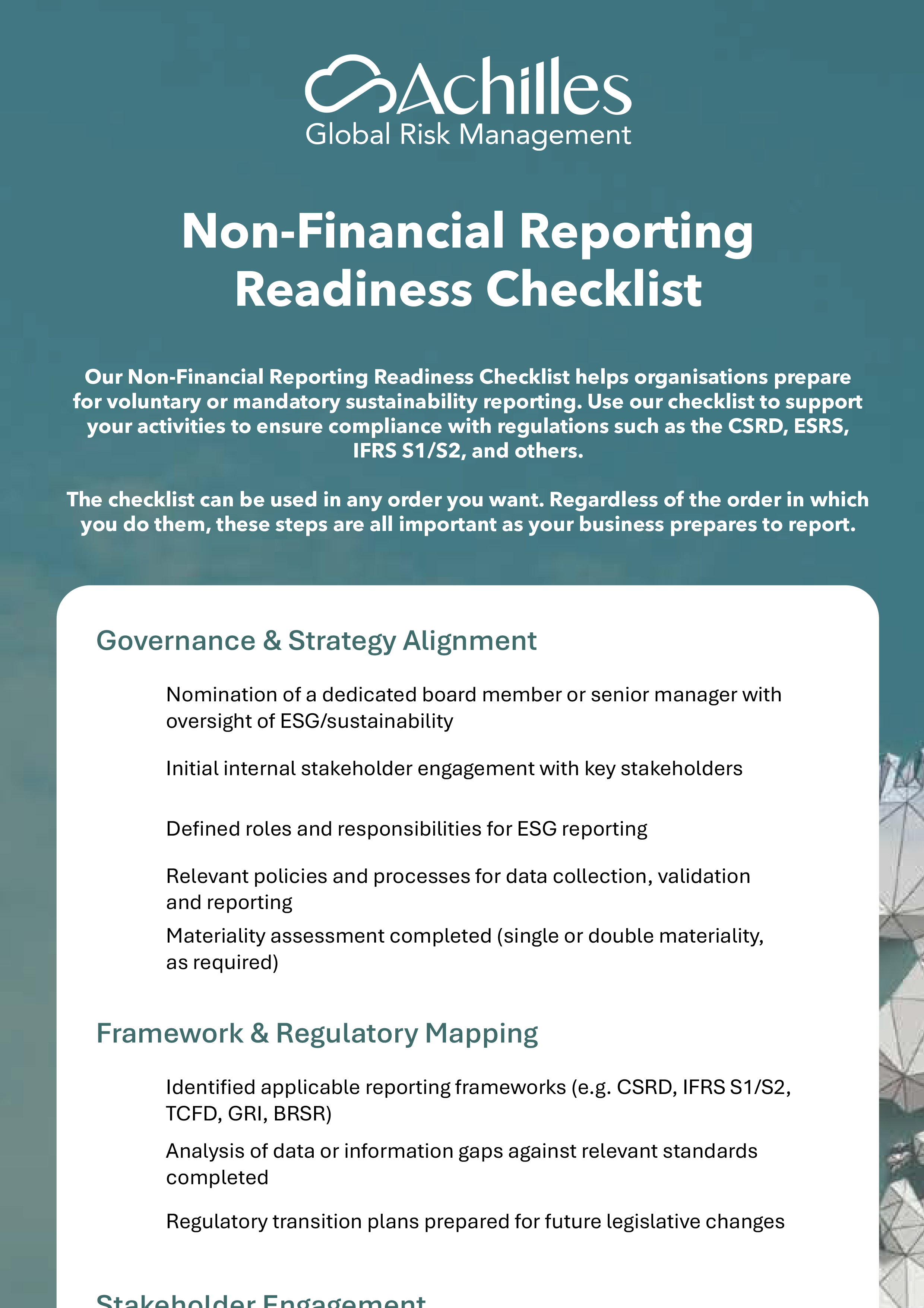 Achilles Non-financial Reporting Checklist