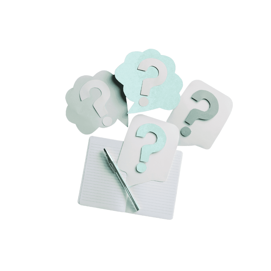 Question marks on speech bubbles