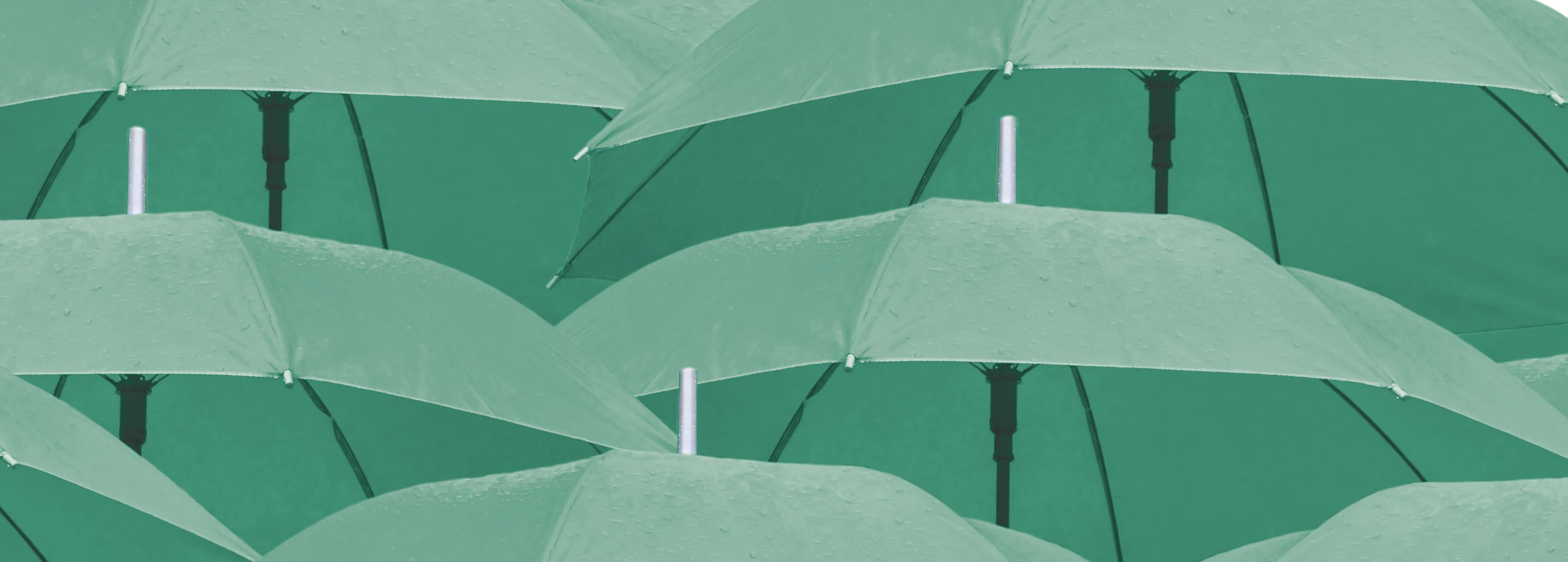 A cluster of green umbrellas showing how Achilles protects from supplier risk