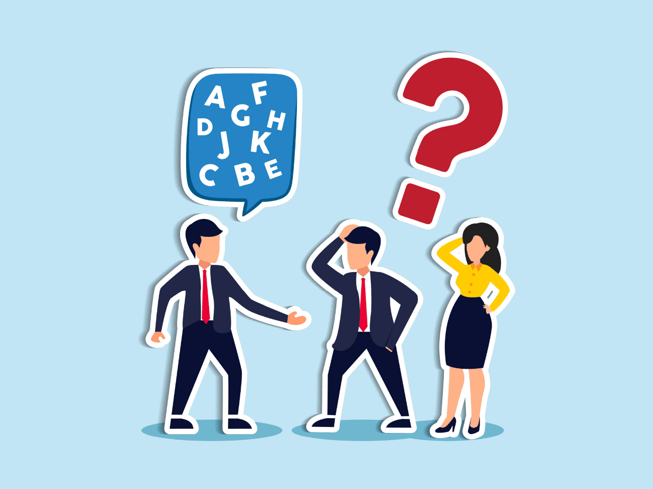 Group of people looking confused by terminology