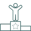 icon with figure on a podium in 1st place with a star