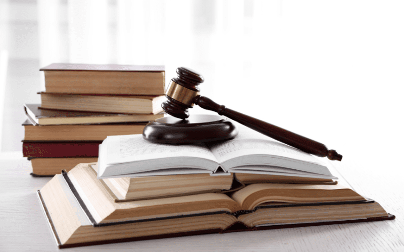 Gavel rests on law books