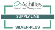Supply-Line Silver Plus icon, Achilles icon above with Supply-Line wrote in the middle in dark green