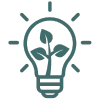 lightbulb outline with plant in the centre. green colour