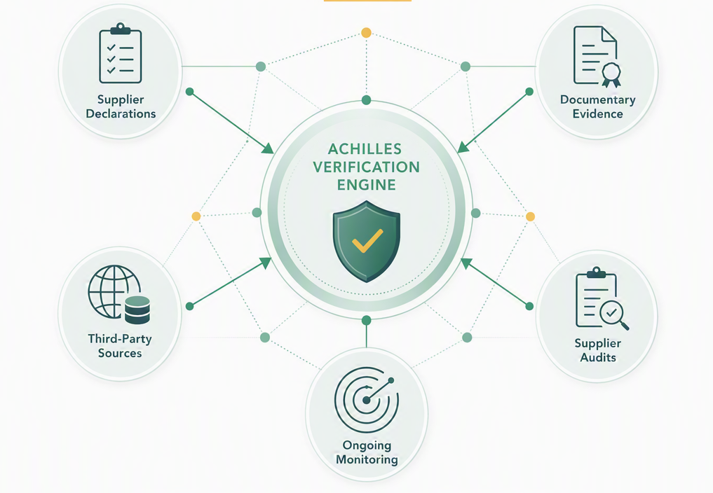 Diagram showing the different data sources that are used to triangulate data as part of Achilles verification