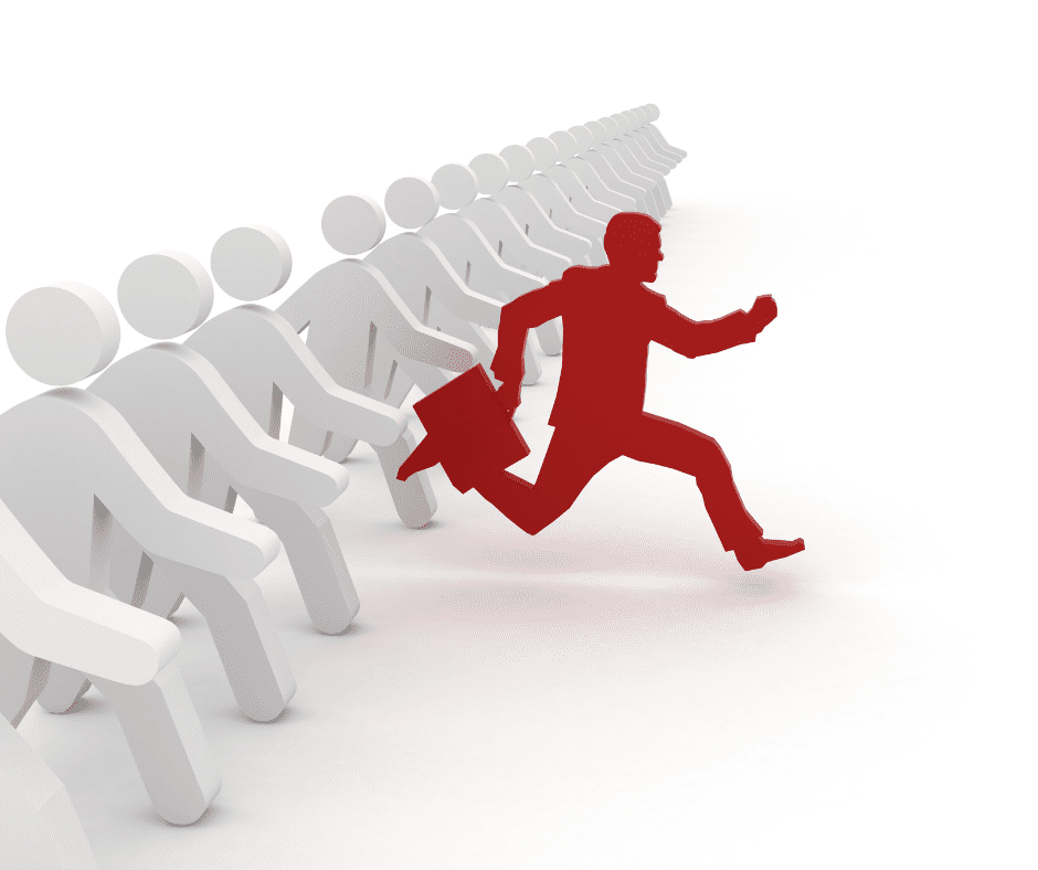 group of people with someone clearly in the lead