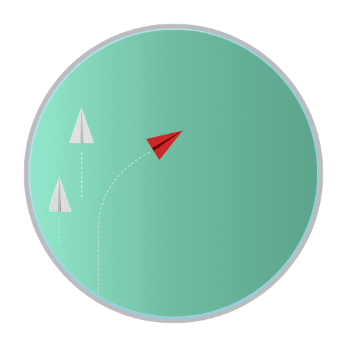Icon of red paper aeroplane on a green background